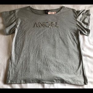 NWT Victoria's Secret Bling Angel Ruffle tee L